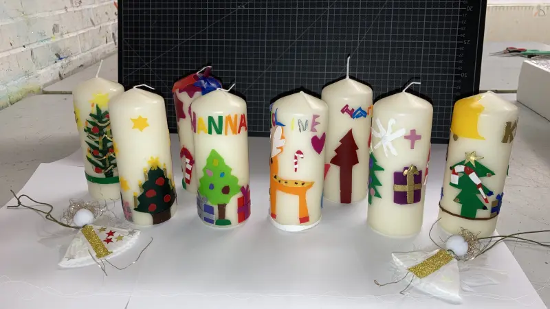 Das Ergebnis: Sch�ne Weihnachtskerzen und -engel